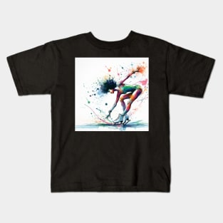 Artistic impression of a woman figure skating Kids T-Shirt